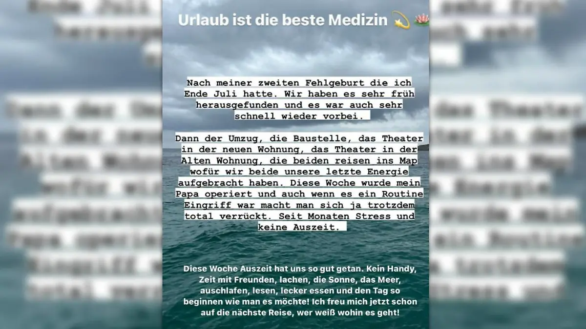 Eine Instagram Story von Influencerin Michaela Brandl, in dem sie zum zweiten Mal den Verlust ihres Kindes verkündet.
