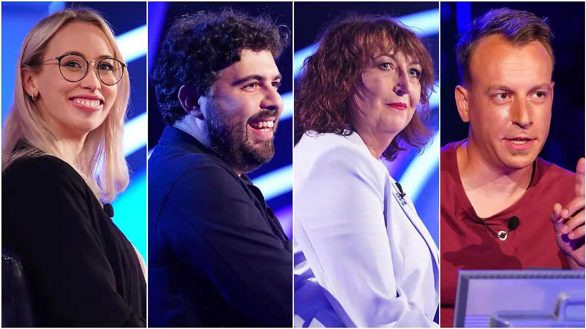"Wer wird Millionär?"-Kandidaten Marisa Kurz, Christian Alt, Angelika Menzen und Eric Schmidt