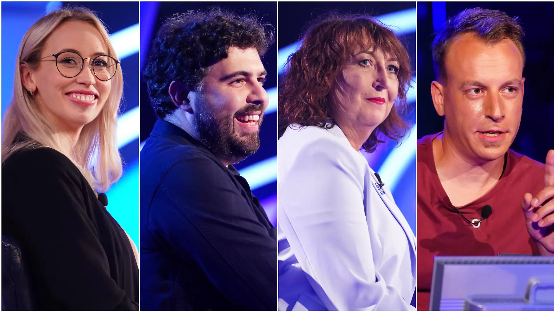 "Wer wird Millionär?"-Kandidaten Marisa Kurz, Christian Alt, Angelika Menzen und Eric Schmidt