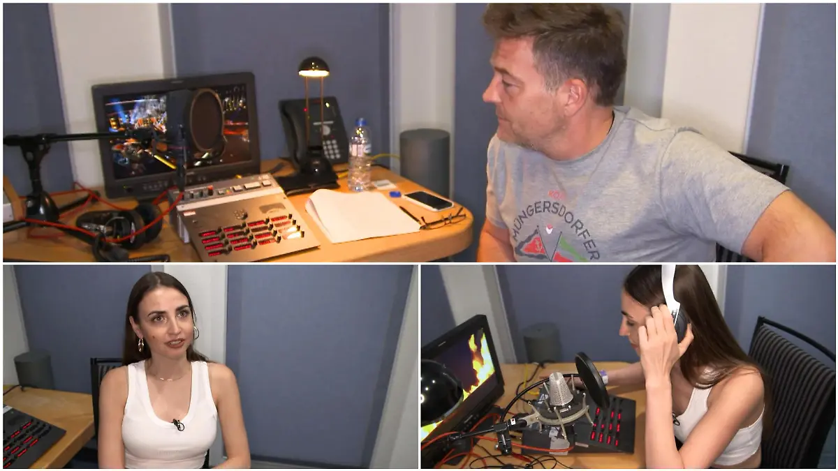 Eigentlich sitzt Patrick Linke in der Sprecherkabine, doch jetzt nimmt Ekaterina Leonova seinen Platz ein.