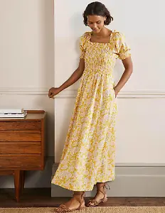 Midikleid mit gesmoktem Oberteil