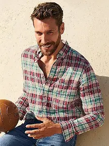 GANT Baumwoll-Hemd Burgund/Weiß Regular Fit