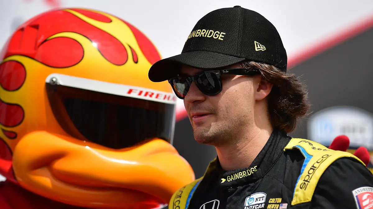 Sep 11, 2022; Salinas, California, USA; Andretti Autosport with Curb-Agajanian driver Colton Herta (26) of United States before the Grand Prix of Monterey at WeatherTech Raceway Laguna Seca. Mandatory Credit: Gary A. Vasquez-USA TODAY Sports