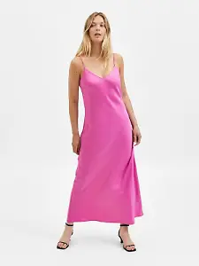 Pinkes Trägerkleid in Satin-Optik