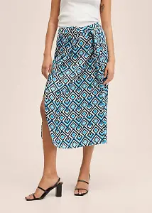 Wickelrock in blauem Retro-Muster