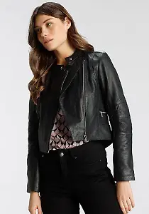 Tamaris Lederjacke in verkürzter Bikerform
