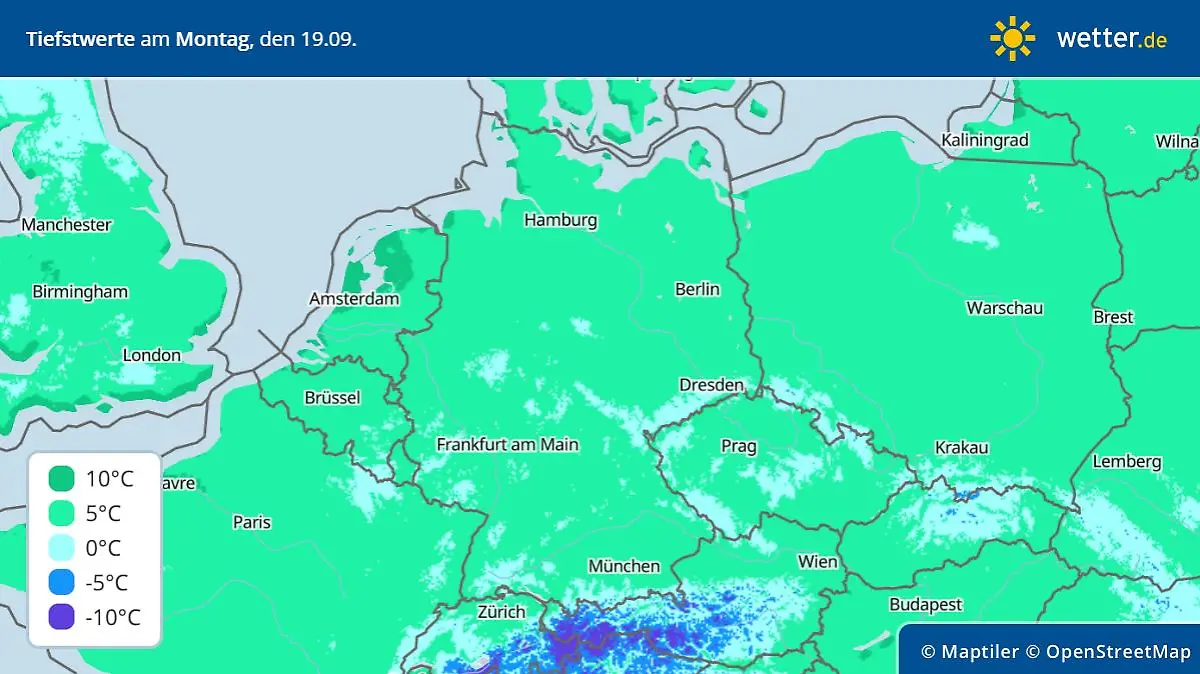 Prognose und Vorhersage der Tiefstwerte, 19. September 2022