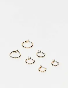 Weekday – 3er-Pack mittelgroße Creolen in Gold