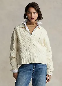 Polo-Pullover mit Zopfmuster von Polo Ralph Lauren