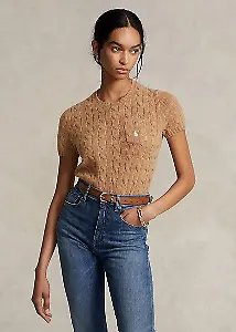 Kurzarmpullover mit Zopfmuster von Ralph Lauren