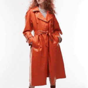 Topshop – Trenchcoat aus Kunstleder in Orange