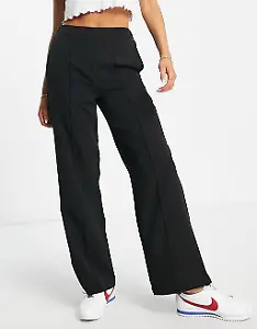 Hose in Schwarz mit weitem Bein und Ziernaht
