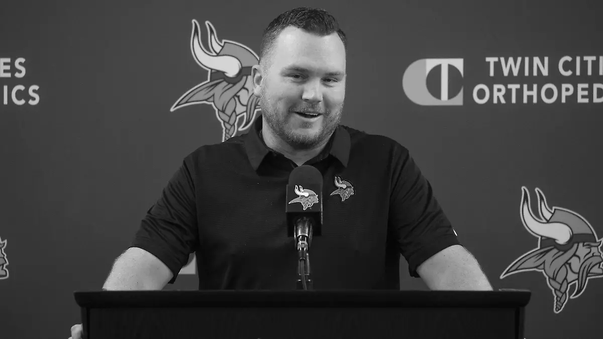 Minnesota Vikings co-defensive coordinator Adam Zimmer fields questions from the press during a press conference at TCO Performance Center, on Tuesday, Feb. 11, 2020 in Eagan, Minn. (Elizabeth Flores/Minneapolis Star Tribune/TNS) Photo via Newscom picture alliance