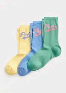 Logo Cotton-Blend Crew Sock 3-Pack