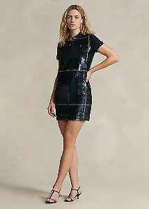 Kariertes Cocktailkleid mit Pailletten