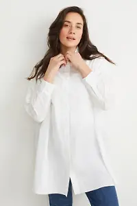 Long-Bluse in Weiß