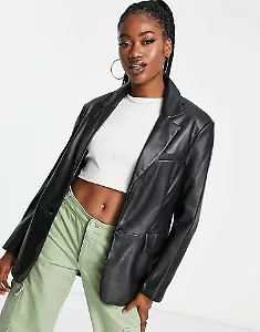Oversized-Blazer aus Lederimitat