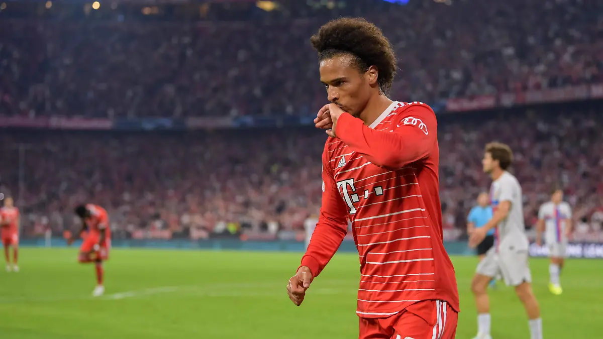  Fußball, UEFA Championsleague, 20220913, FC Bayern München - FC Barcelona, Barca Im Bild Leroy SANE FC Bayern München, 10 Torjubel bejubelt Tor 2:0. München Allianz Arena Bayern Deutschland *** Soccer, UEFA Championsleague, 20220913, FC Bayern Munich FC Barcelona In the picture Leroy SANE FC Bayern Munich, 10 goal cheer cheers goal 2 0 Munich Allianz Arena Bayern Germany Copyright: Passion2Press/MarkusxFischerx