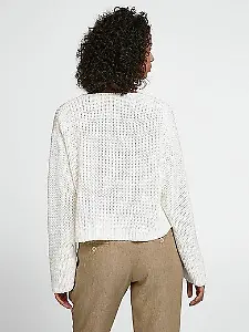 Weiter Rundhalspullover - Offwhite