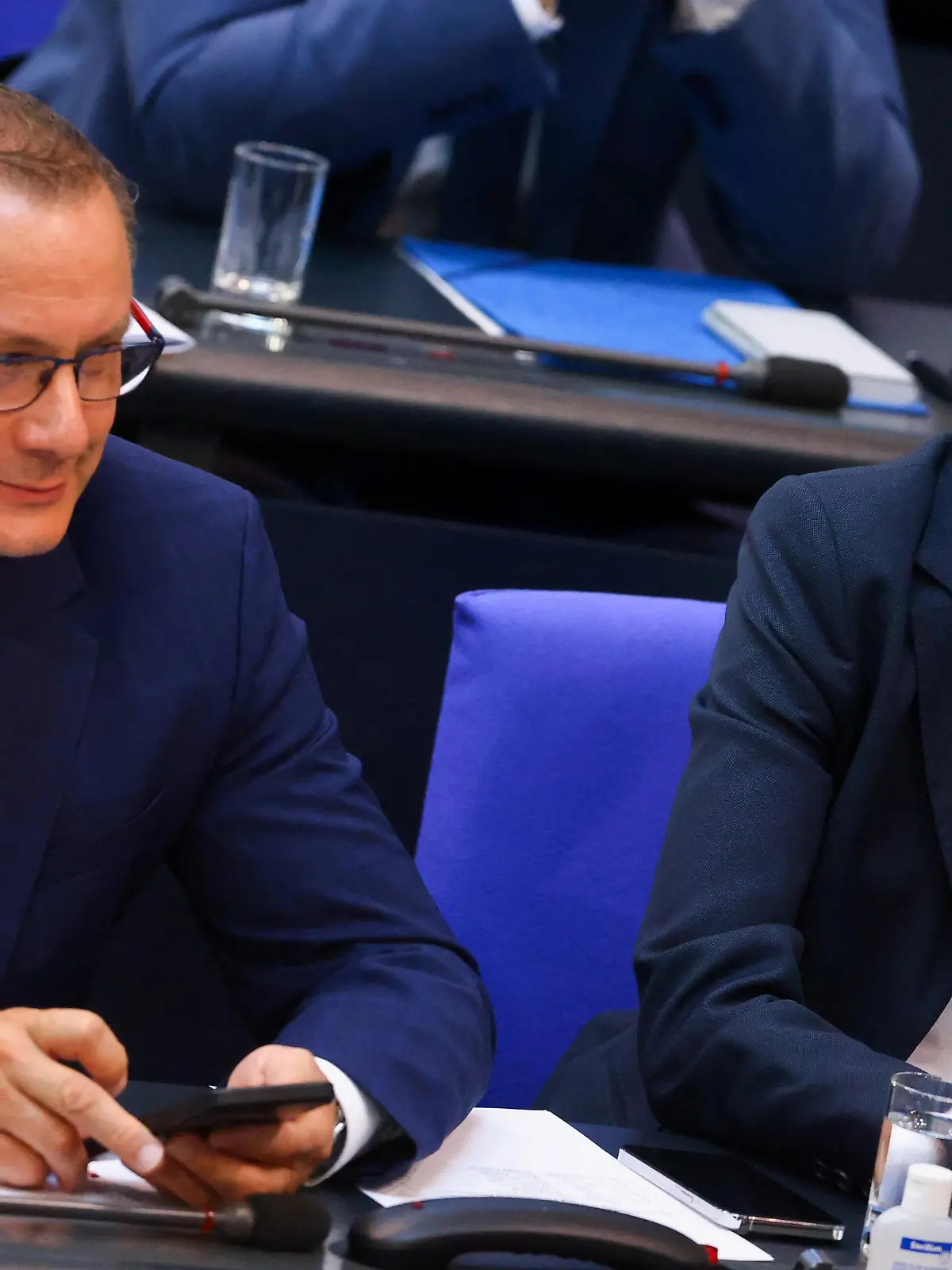 AfD party co-leaders Tino Chrupalla and Alice Weidel attend a session of the lower house of parliament Bundestag, at the Reichstag building in Berlin, Germany July 7, 2023. REUTERS/Fabrizio Bensch