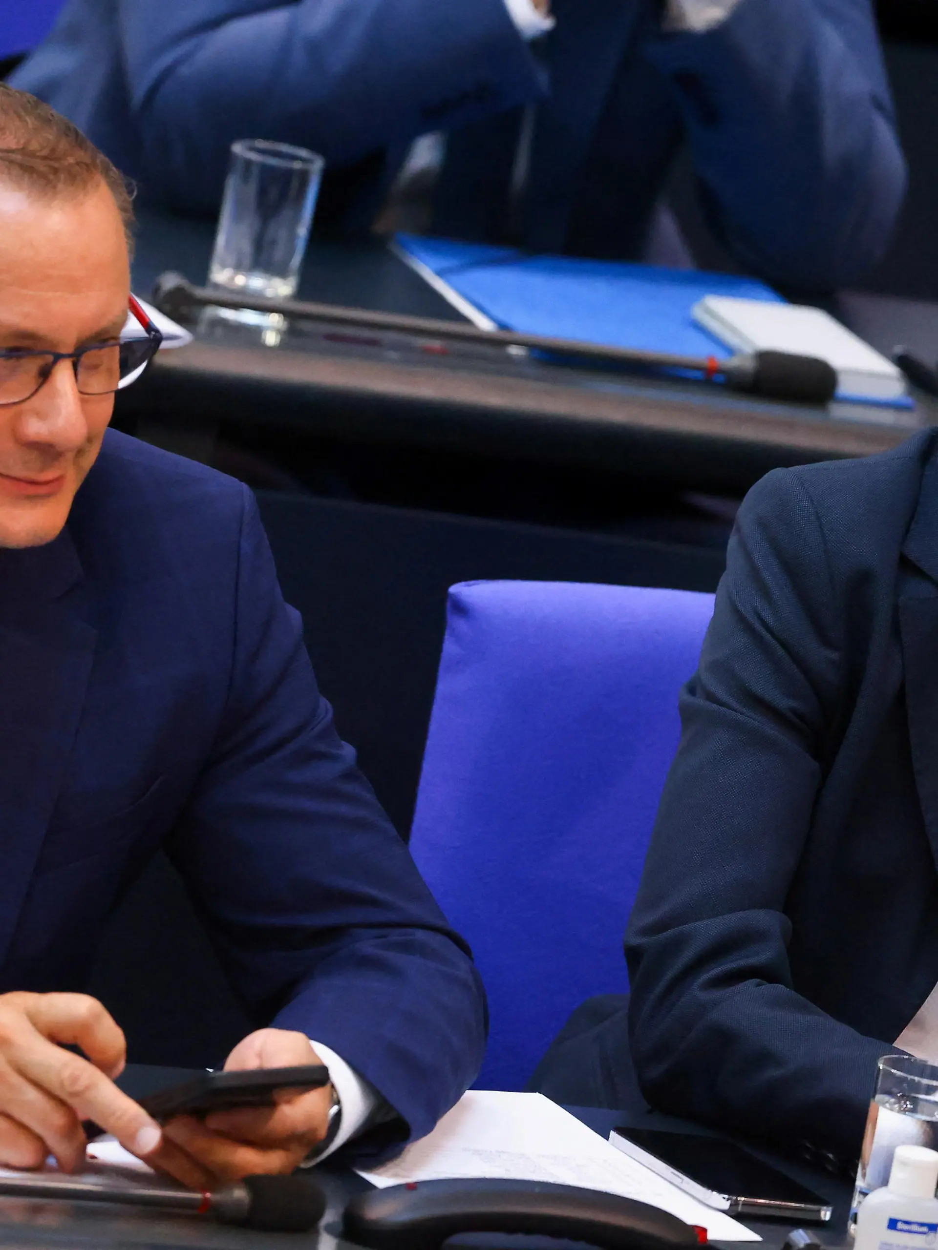 AfD party co-leaders Tino Chrupalla and Alice Weidel attend a session of the lower house of parliament Bundestag, at the Reichstag building in Berlin, Germany July 7, 2023. REUTERS/Fabrizio Bensch