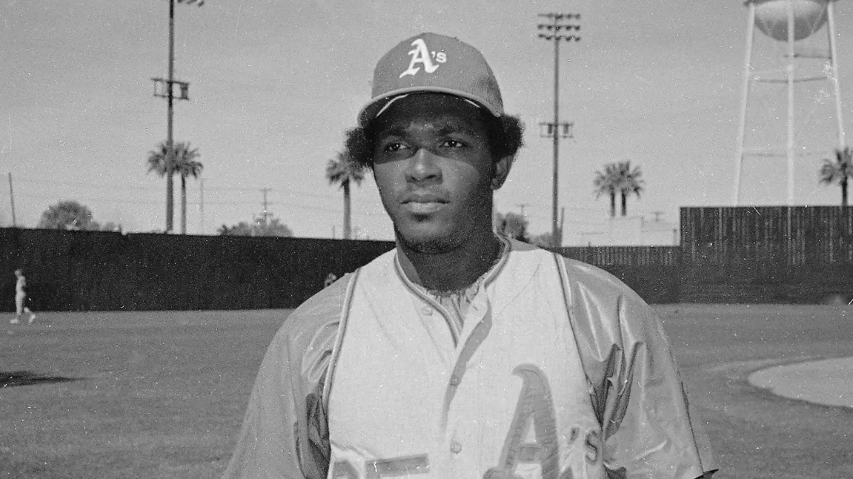 FILE - This 1976 file photo shows Oakland A's Vida Blue, the hard-throwing left-hander who became one of baseball's biggest draws in the early 1970 and helped lead brash Oakland Athletics to three straight World Series titles. Blue has died. He was 73. The A's said Blue died Saturday, May 6, 2023 but did not give a cause of death. (AP Photo)