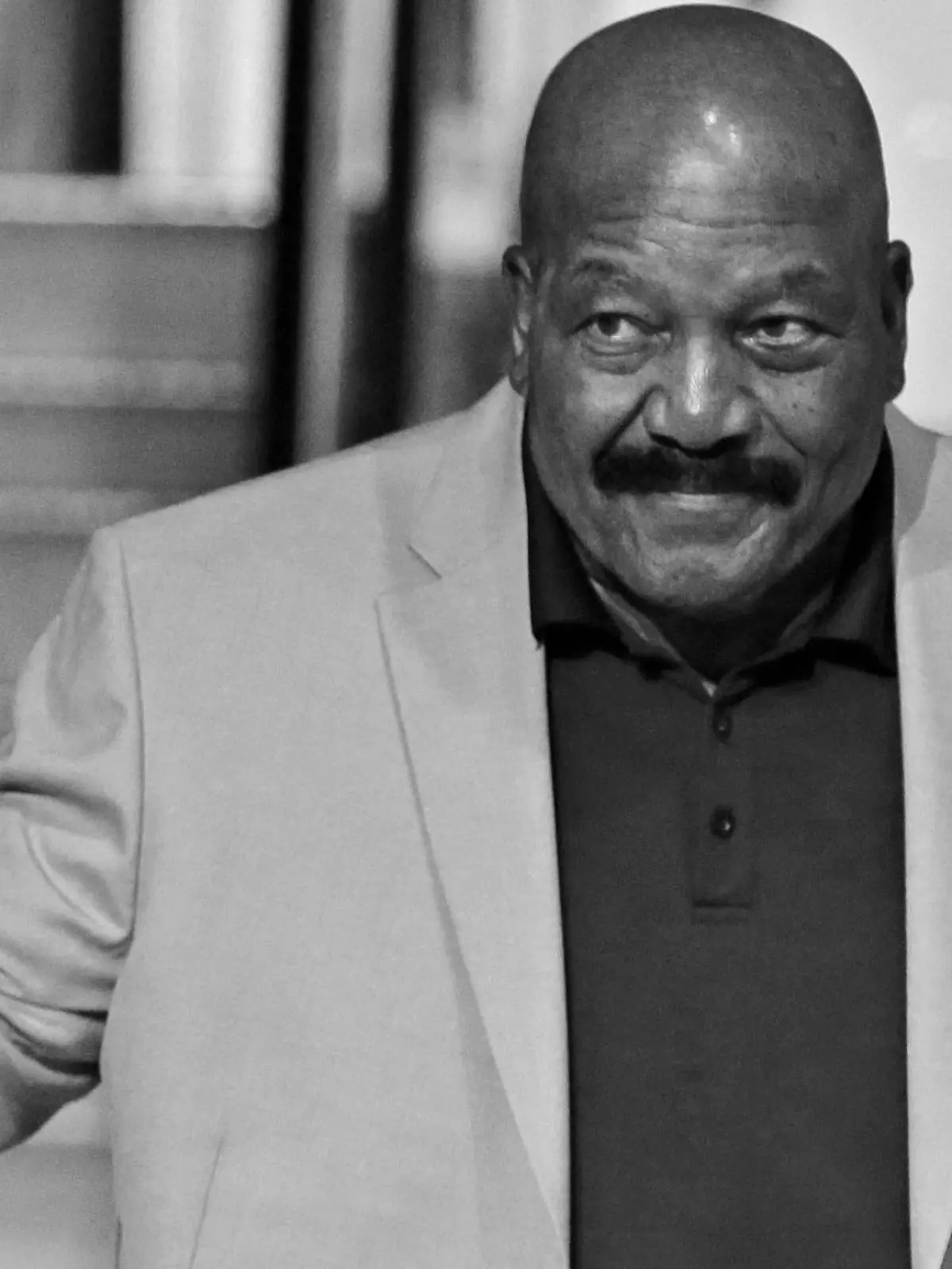 FILE - Jim Brown is introduced before the inaugural Pro Football Hall of Fame Fan Fest Friday, May 2, 2014, at the International Exposition Center in Cleveland. NFL legend, actor and social activist Jim Brown passed away peacefully in his Los Angeles home on Thursday night, May 18, 2023, with his wife, Monique, by his side, according to a spokeswoman for Brown's family. He was 87. (AP Photo/Mark Duncan, File)