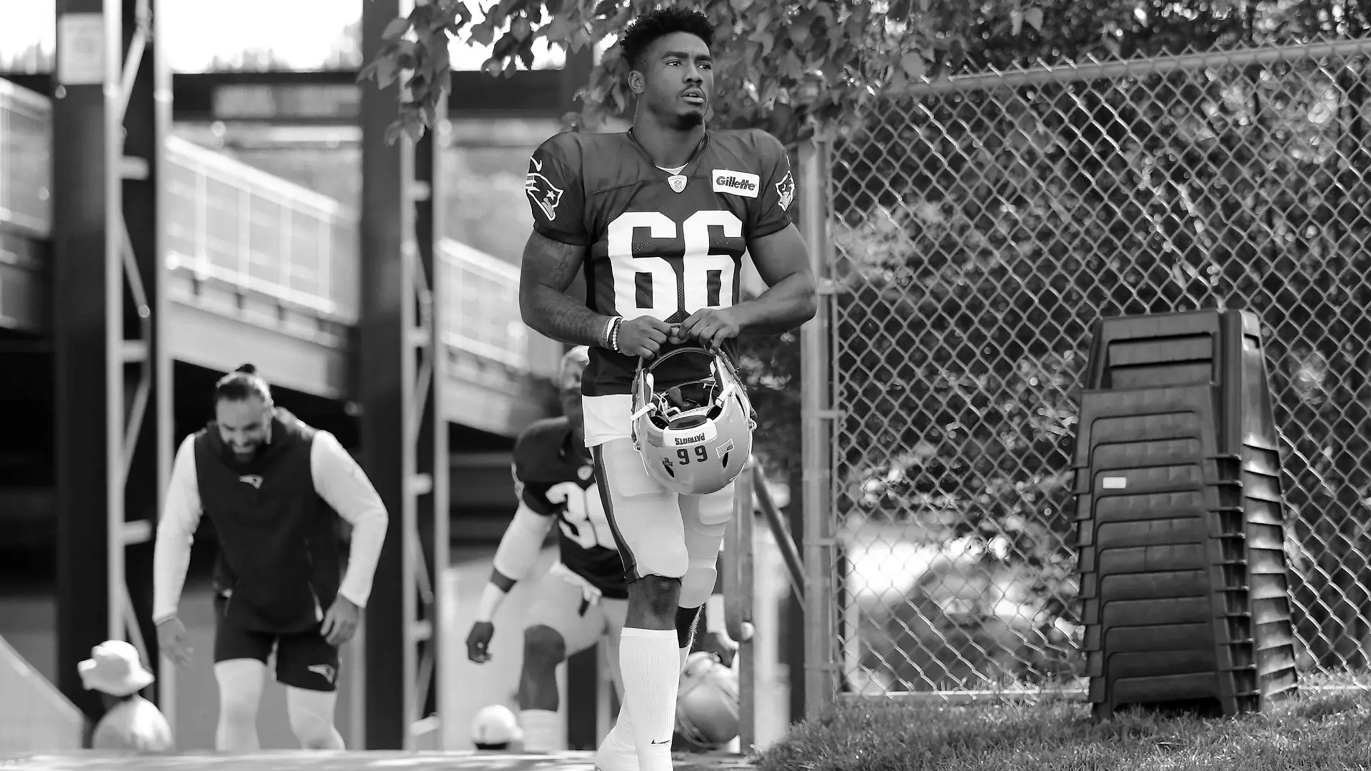 FOXBOROUGH, MA - JULY 27: New England Patriots defensive back Malik Gant (66) walks to the field during New England Patriots Training Camp on July 27, 2019, at the Patriots Practice Facility at Gillette Stadium in Foxborough, Massachusetts. (Photo by Fred Kfoury III/Icon Sportswire) NFL, American Football Herren, USA JUL 27 Patriots Training Camp PUBLICATIONxINxGERxSUIxAUTxHUNxRUSxSWExNORxDENxONLY Icon482190727066  