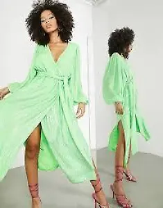 Midi-Wickelkleid in Limettengrün von Asos