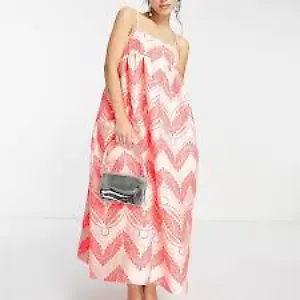 Trapez-Midikleid in Neon-Jacquard