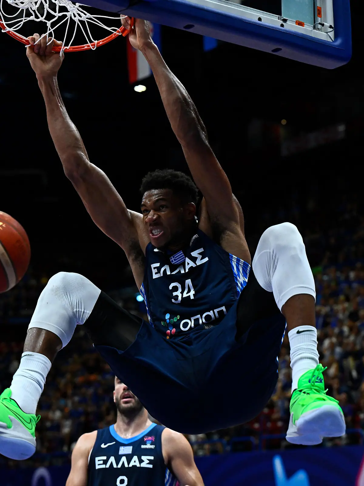 MILAN, ITALY - SEPTEMBER 08: Giannis Antetokounmpo of Greece in action during the FIBA EuroBasket 2022 group C match between Estonia and Greece at Forum di Assago on September 08, 2022 in Milan, Italy. (Photo by Mattia Ozbot/Getty Images)