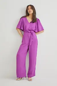 Satin-Jumpsuit in Lila