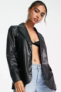 Vero Moda - Blazer in Schwarz in Leder-Optik