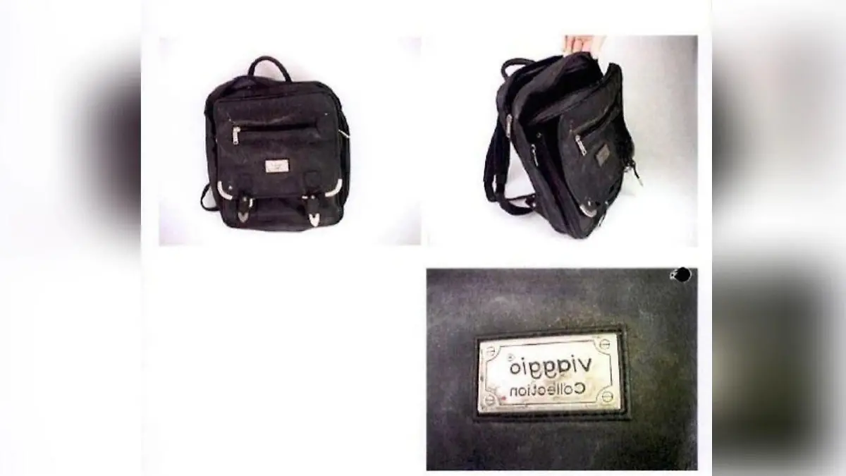 In diesem schwarzen Rucksack findet die Polizei in Dortmund 1999 die Leiche eines weiblichen Babys.