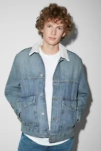 Jeansjacke mit Fleece-Kragen