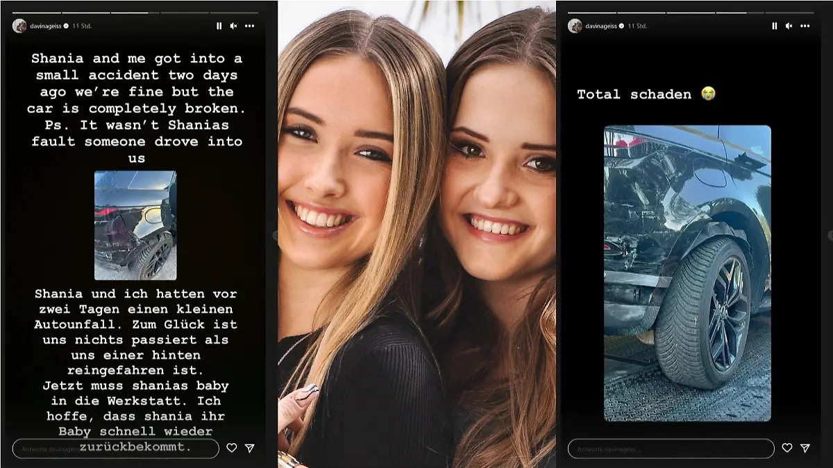 Shania und Davina Geiss hatten einen Autounfall