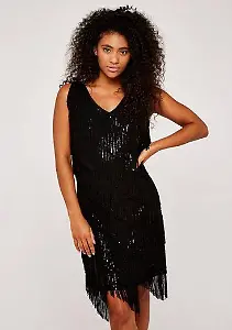 Pailletten-Kleid mit Fransen