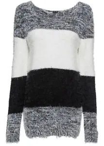 Flauschiger Pullover im Streifen-Design von Bonprix
