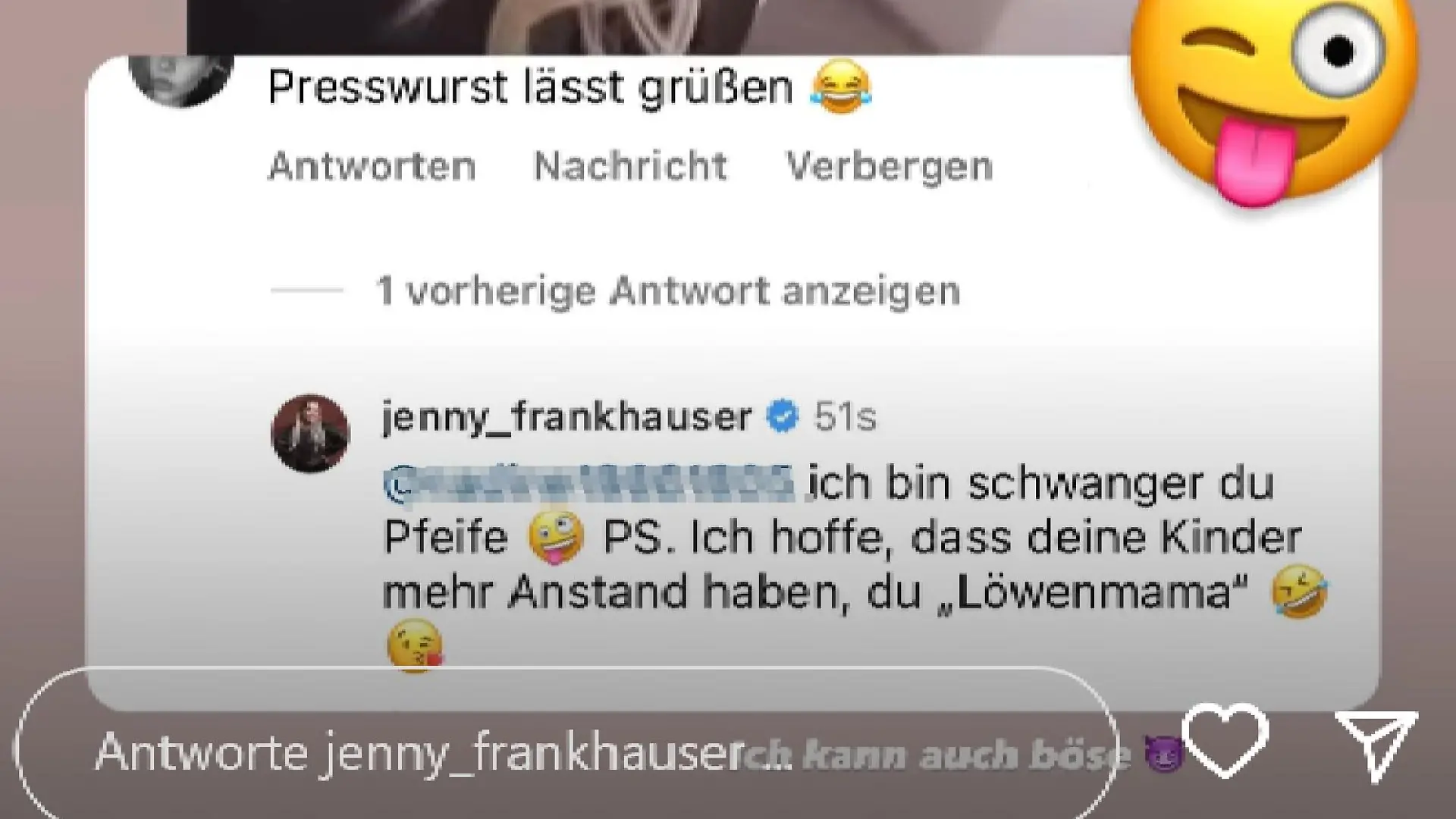 Screenshot aus Jenny Frankhausers Instagram-Story.