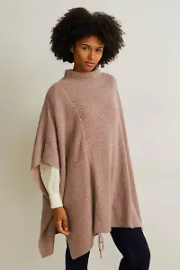 Strick-Poncho mit Kaschmir-Anteil
