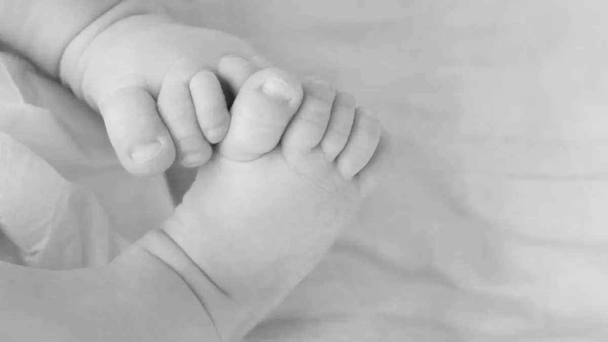 Close-up view of baby boy's feet (2-5 months), Baby Füße und Beine, Windel Keine Weitergabe an Drittverwerter.