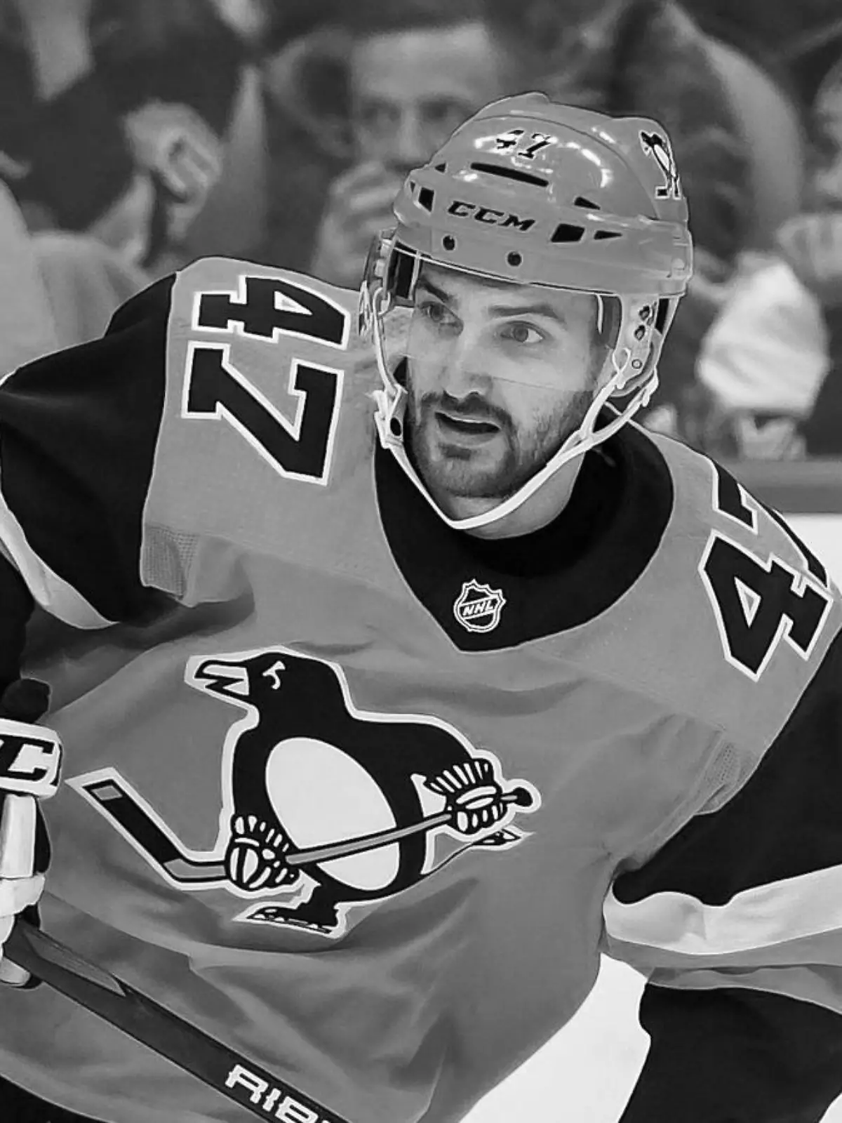 PITTSBURGH, PA - MARCH 29: Pittsburgh Penguins Left Wing Adam Johnson (47) skates during the third period in the NHL Eishockey Herren USA game between the Pittsburgh Penguins and the Nashville Predators on March 29, 2019, at PPG Paints Arena in Pittsburgh, PA. (Photo by Jeanine Leech/Icon Sportswire) NHL: MAR 29 Predators at Penguins PUBLICATIONxINxGERxSUIxAUTxHUNxRUSxSWExNORxDENxONLY Icon114190329062  
