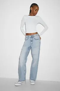 Baggy-Jeans mit mittlerer Bundhöhe