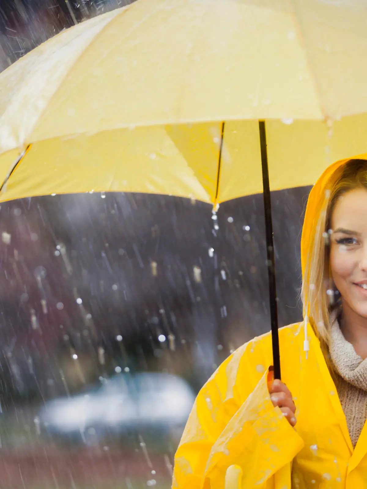 Cute girl ready for the rain!  NOTE: Add fine noise in pp, selective focus