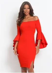 Bonprix Carmen-Kleid in Tiefrot