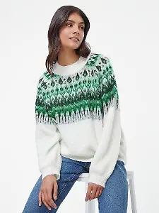 Oui Rundhals-Pullover mit Fair-Isle-Muster