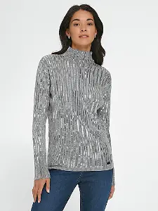 Talbot Runhof x Peter Hahn Pullover mit Stehkragen und Pailletten