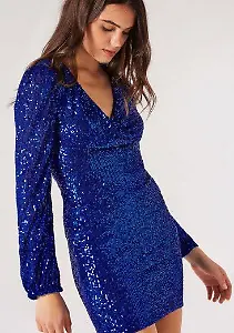 Apricot Sequin X-Over Bodycon Dress
