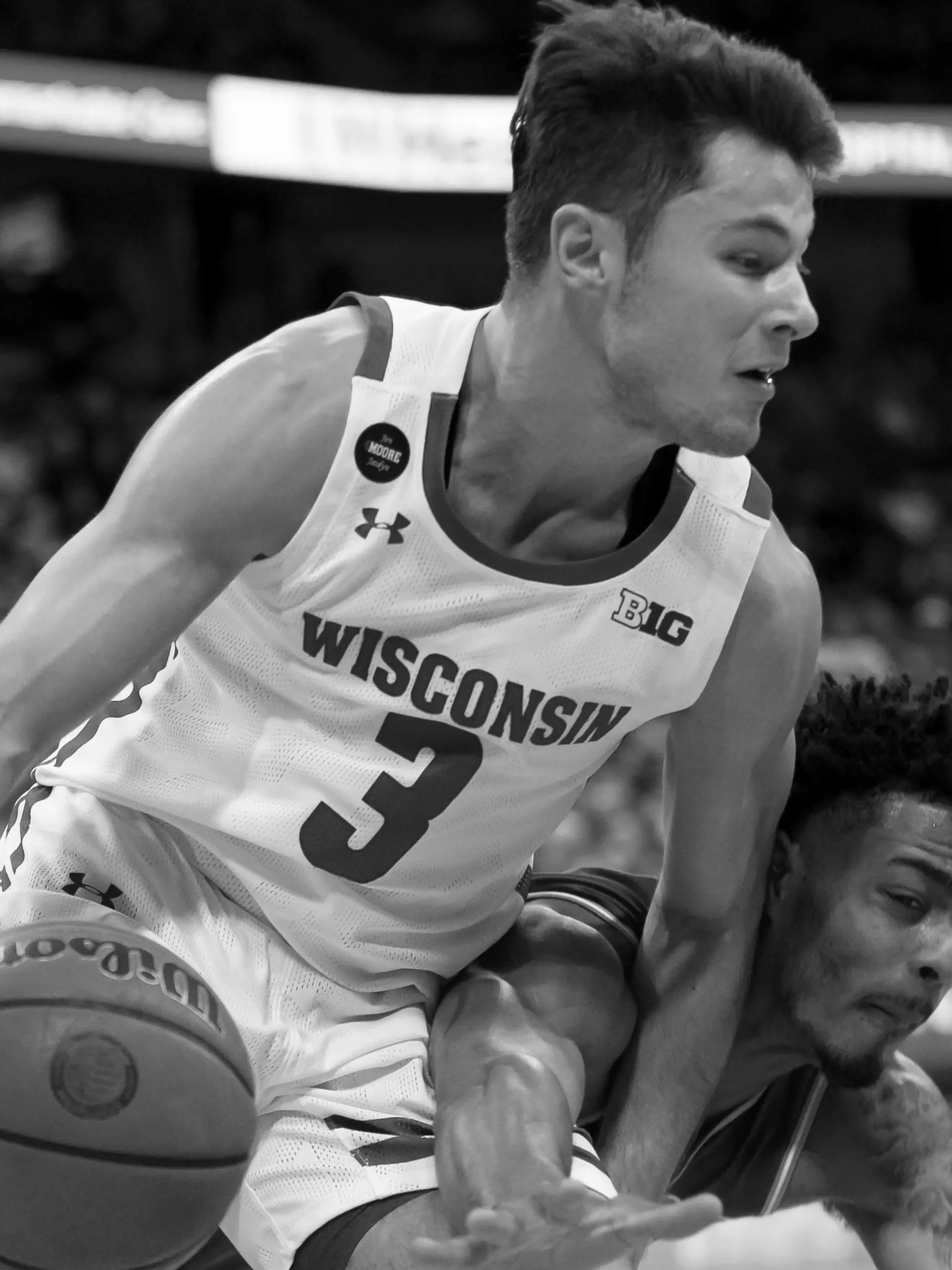 November 13, 2019: Wisconsin Badgers guard Walt McGrory (3) chases down a loose ball and is fouled in the process by a McNeese State player during the NCAA, College League, USA Basketball game between the McNeese State Cowboys and the Wisconsin Badgers at the Kohl Center in Madison, WI. /CSM NCAA Basketball 2019: McNeese State vs Wisconsin NOV 13  - ZUMAc04_ 20191113_zaf_c04_004 Copyright: xJohnxFisherx