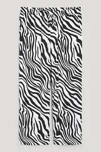 C&A Stoffhose - Mid Waist - Wide Leg - gemustert